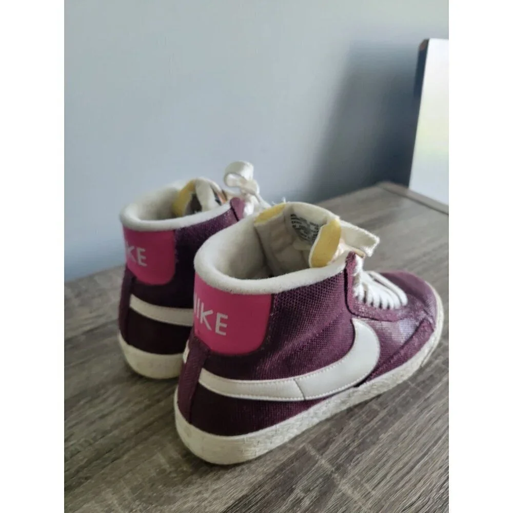 NIKE BLAZER MID TRAINERS SIZE 7.5 Y LEATHER HIGH TOP GYM 518171-611